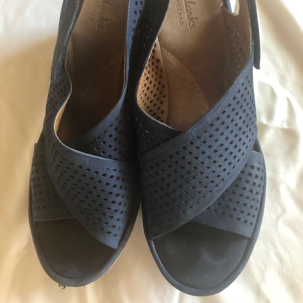 Clark Wide Suede Navy Blue Sandals